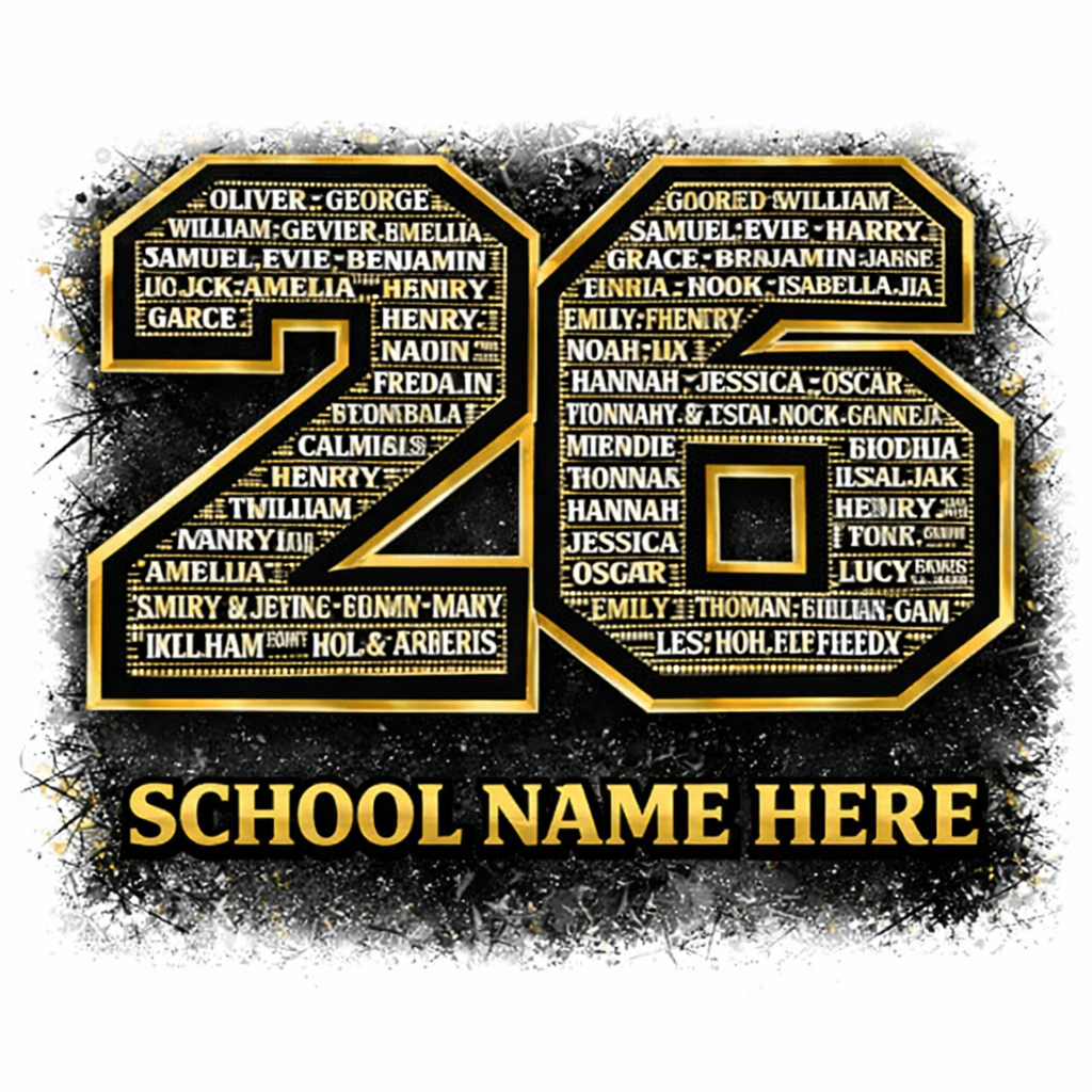 Leavers 26 - Gold & Black hoodie back design