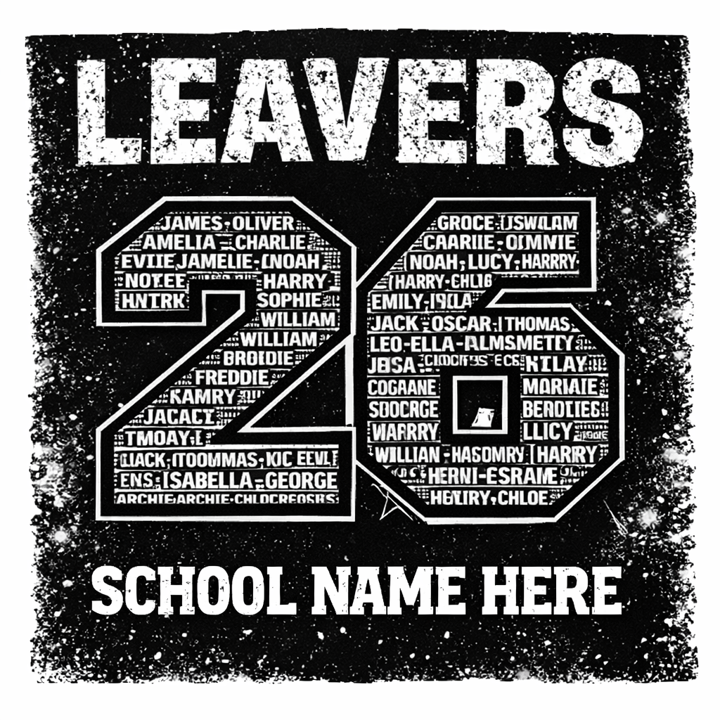 Leavers 26 - Black & White Splatter hoodie back design