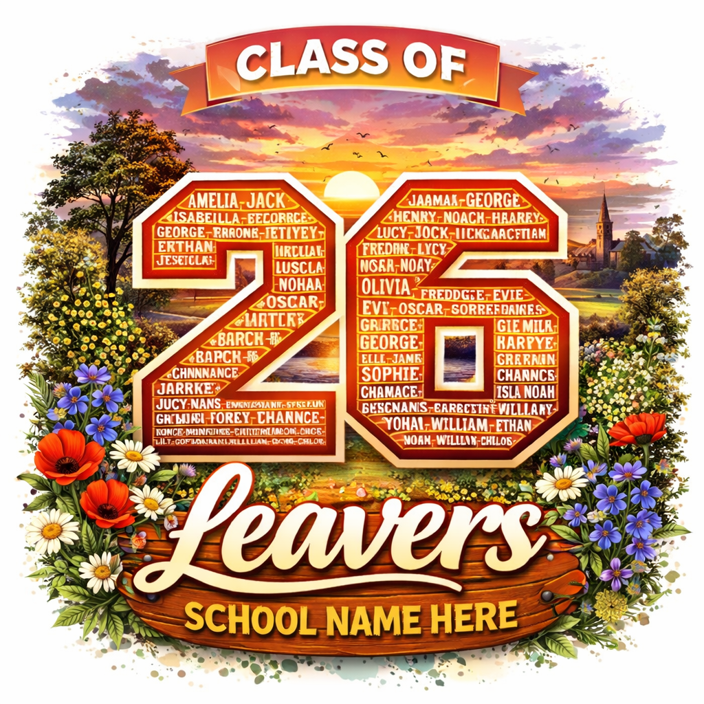 Leavers 26 - Sunset Garden hoodie back design